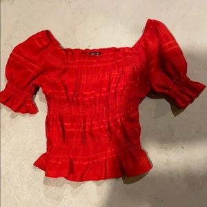 EUC red crinkle top